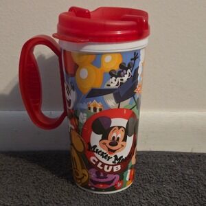 Disney Parks Mickey Mouse Club Travel Mug Tumbler Unisex OS Multicolor Red Lid